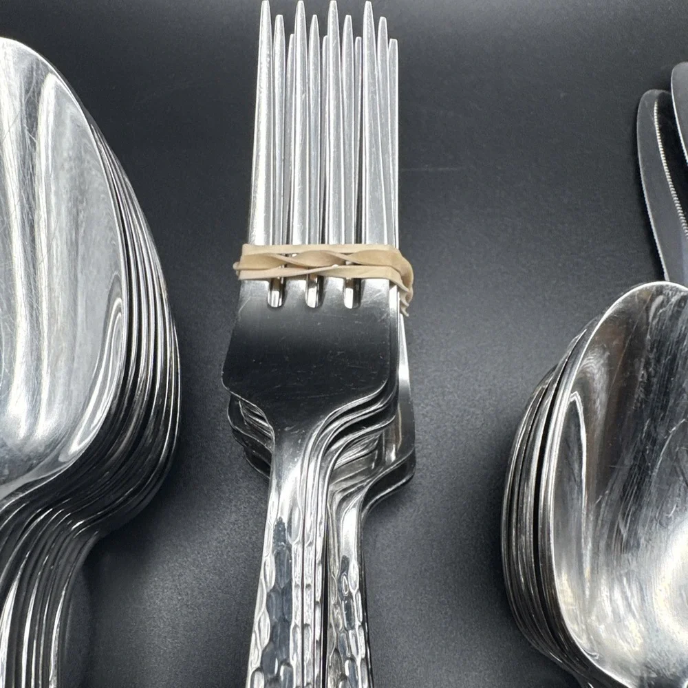 Mikasa Oliver Flatware Forks Spoons Knives Dinner Salad Lot Stainless Hammered
